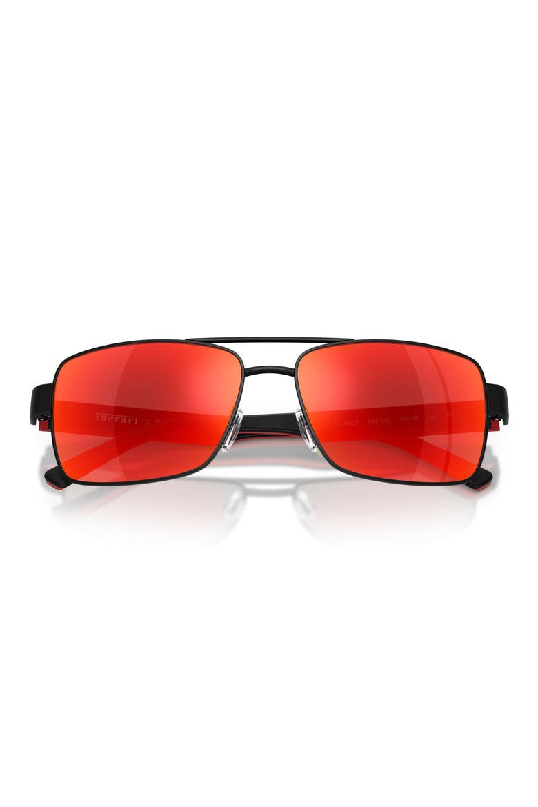 59mm Rectangular Sunglasses, Alternate, color, BLACK MATTE / DARK MIRROR RED