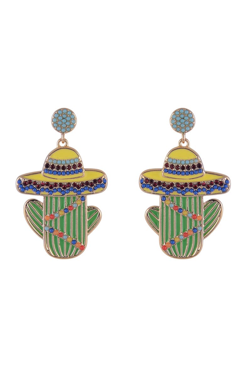 Sombrero Cactus Stone Earrings, Alternate, color, Green