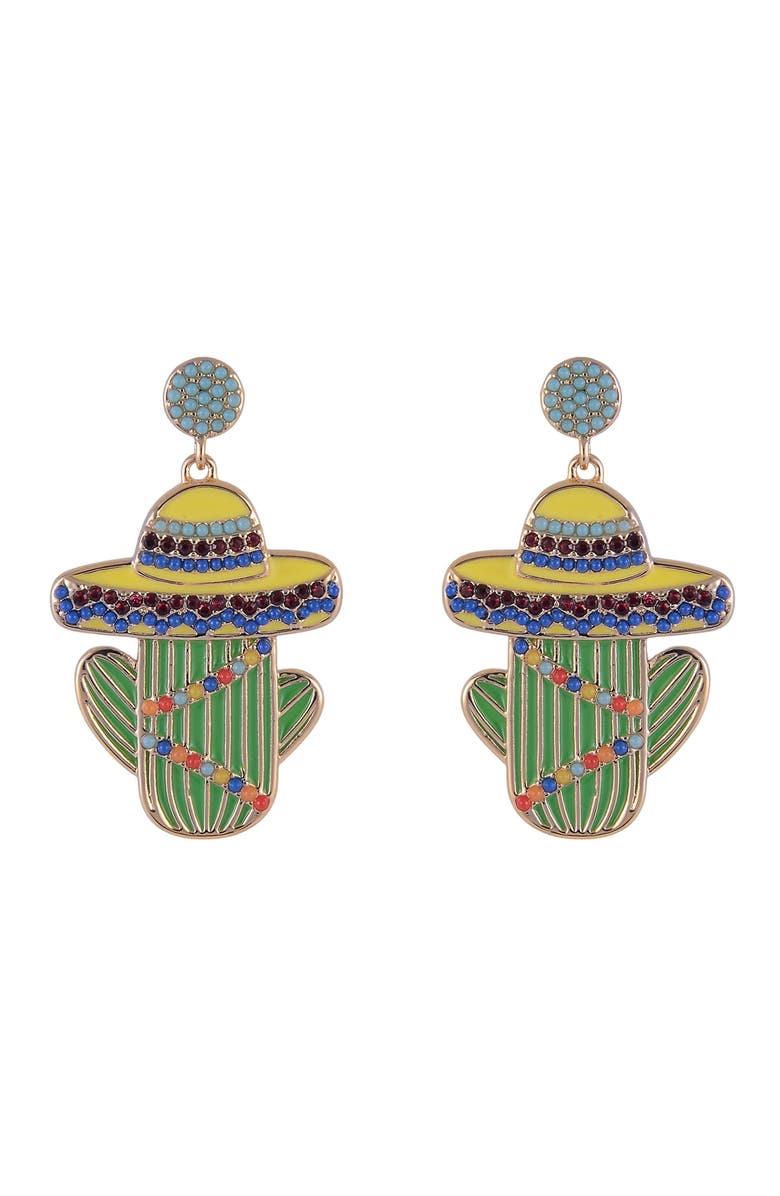 Hallmark Sombrero Cactus Stone Earrings, Alternate, color, Green