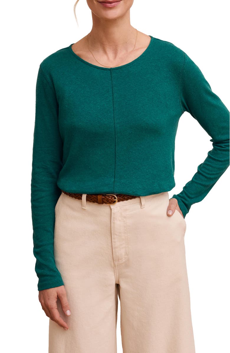 Celtic & Co. Linen Blend Long Sleeve Top, Alternate, color, Teal