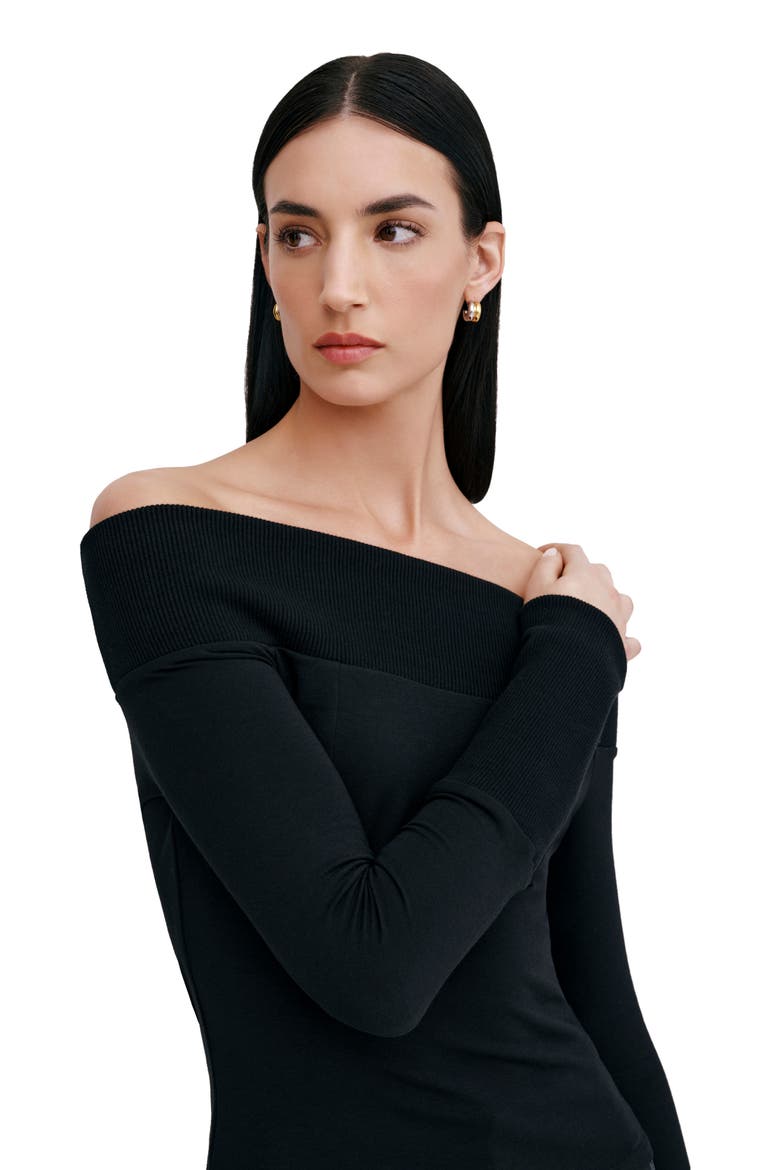 Tilly Off the Shoulder Knit Top, Alternate, color, BLACK