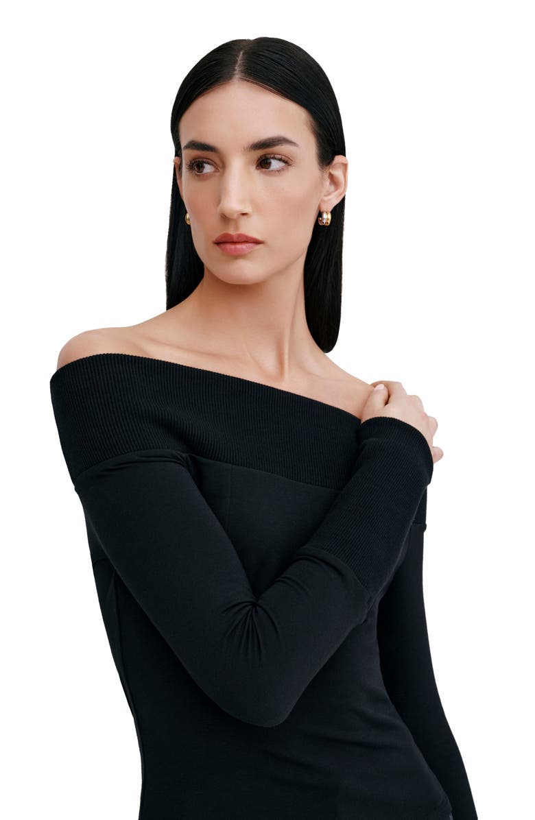 Marcella Tilly Off the Shoulder Knit Top, Alternate, color, Black