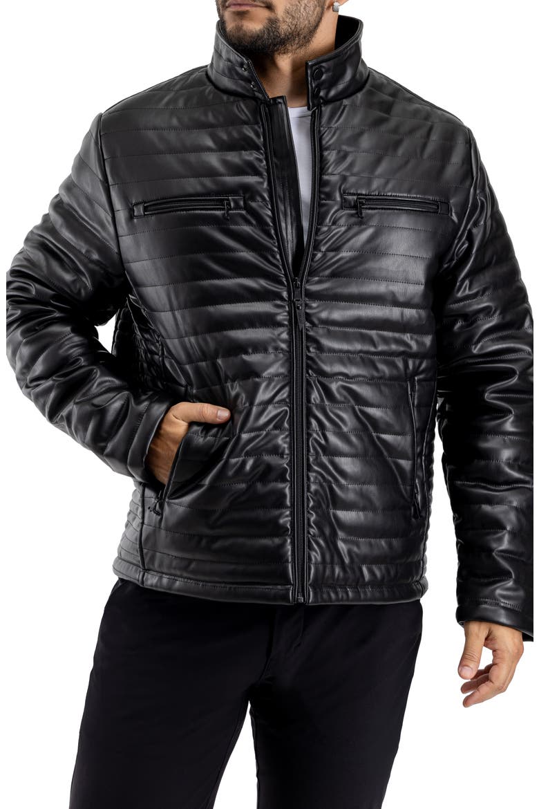 Quilted Faux Leather Jacket, Main, color, BLACK