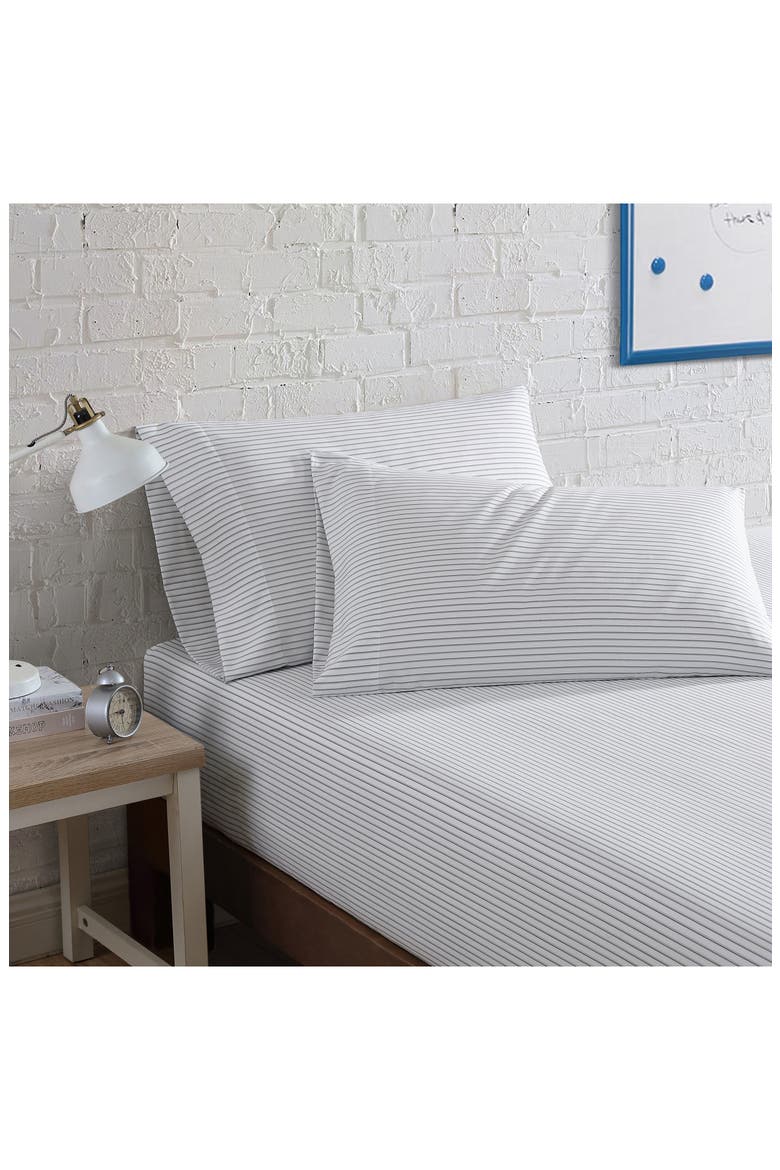 Skinny Yacht Stripe Sheet Set, Alternate, color, GREY