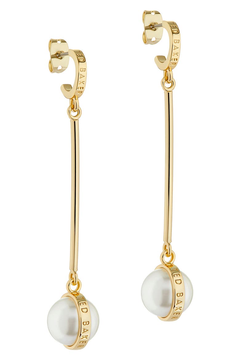 Perllie Imitation Pearl Drop Earrings, Main, color, GOLD TONE/ PEARL