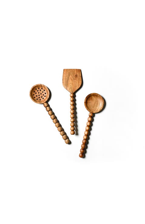 Wooden Utensils with Knobbed Handle 3 Piece Set