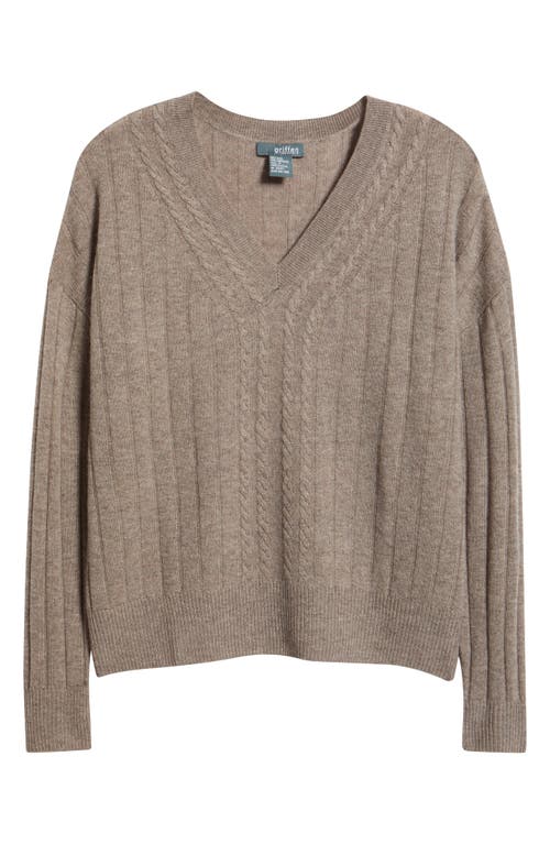Griffen Cable Wool & Cashmere V-neck Sweater In Brown