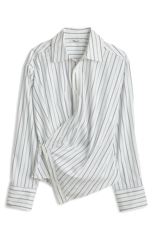 Madewell Stripe Asymmetric Button-up Shirt In Hydrangea