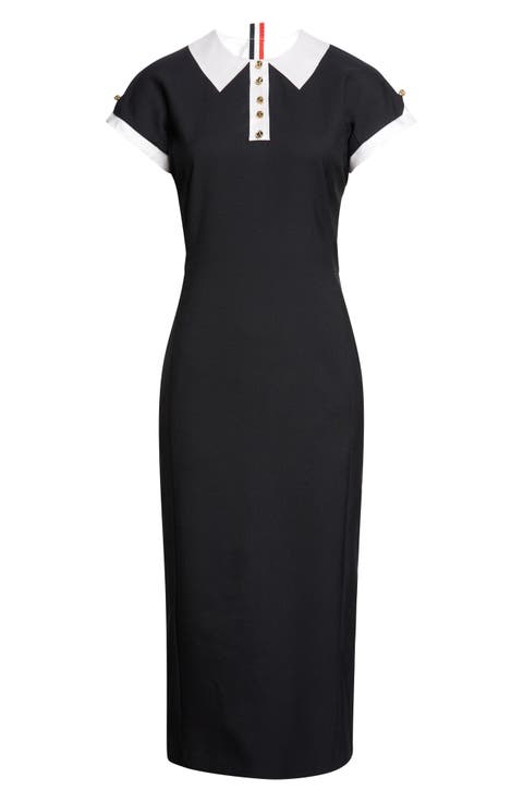 Trompe l'Oeil Polo Wool Hopsack Dress
