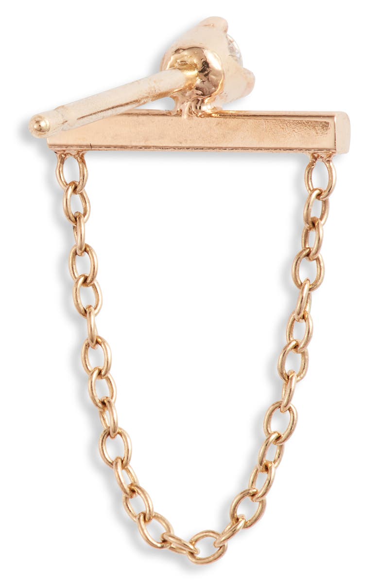 Zoë Chicco Single Diamond Bar & Chain Earring, Alternate, color,