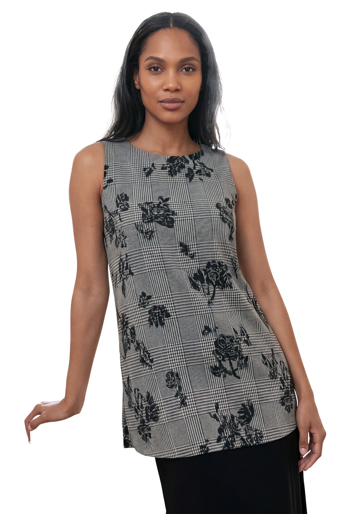 BLACK FLORAL GLEN PLAID