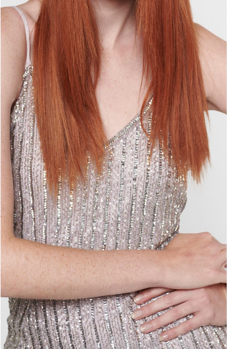 BEAUUT Occasion Embellished Sequin Beaded A Line Evening Midi Dress, Alternate, color, Lilac