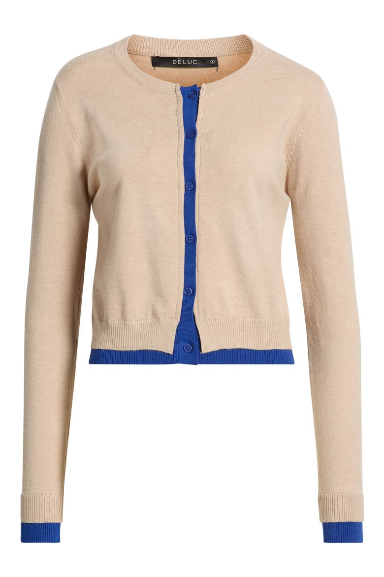 Zeppelin Layered Cardigan, Main, color, GREIGE WITH ELECTRIC BLUE