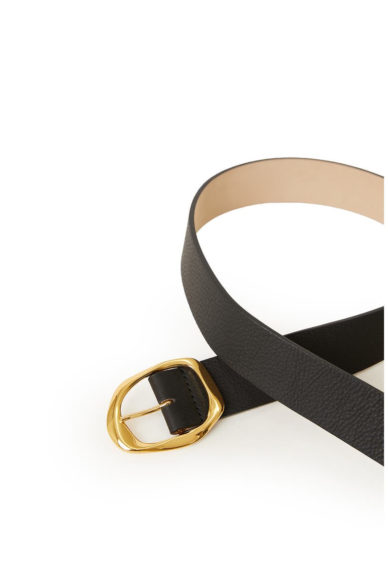 Edmond Mini Leather Belt, Alternate, color, BLACK GOLD