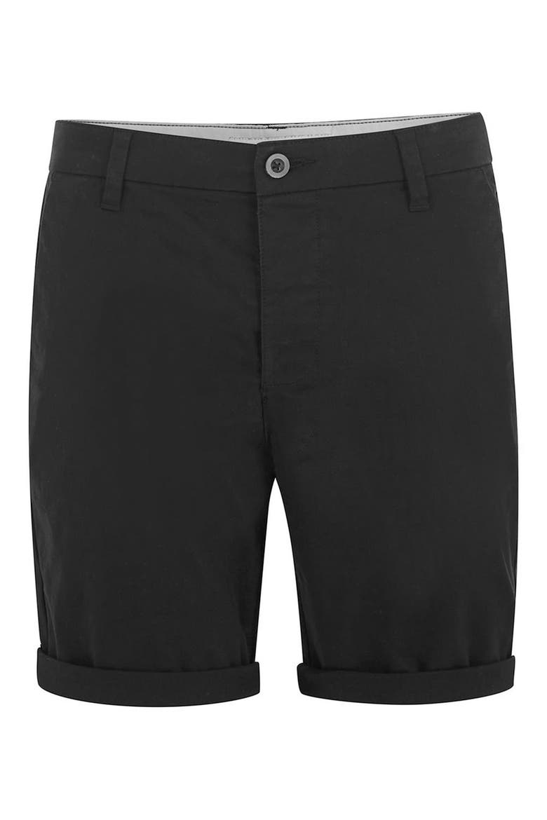 Skinny Fit Chino Shorts, Alternate, color, BLACK
