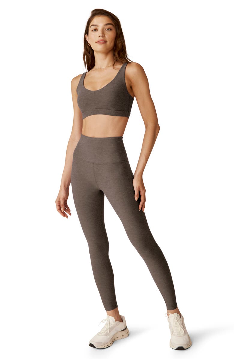 Beyond Yoga Caught in the Midi High Waist Leggings, Alternate, color, Soft Umber Heather