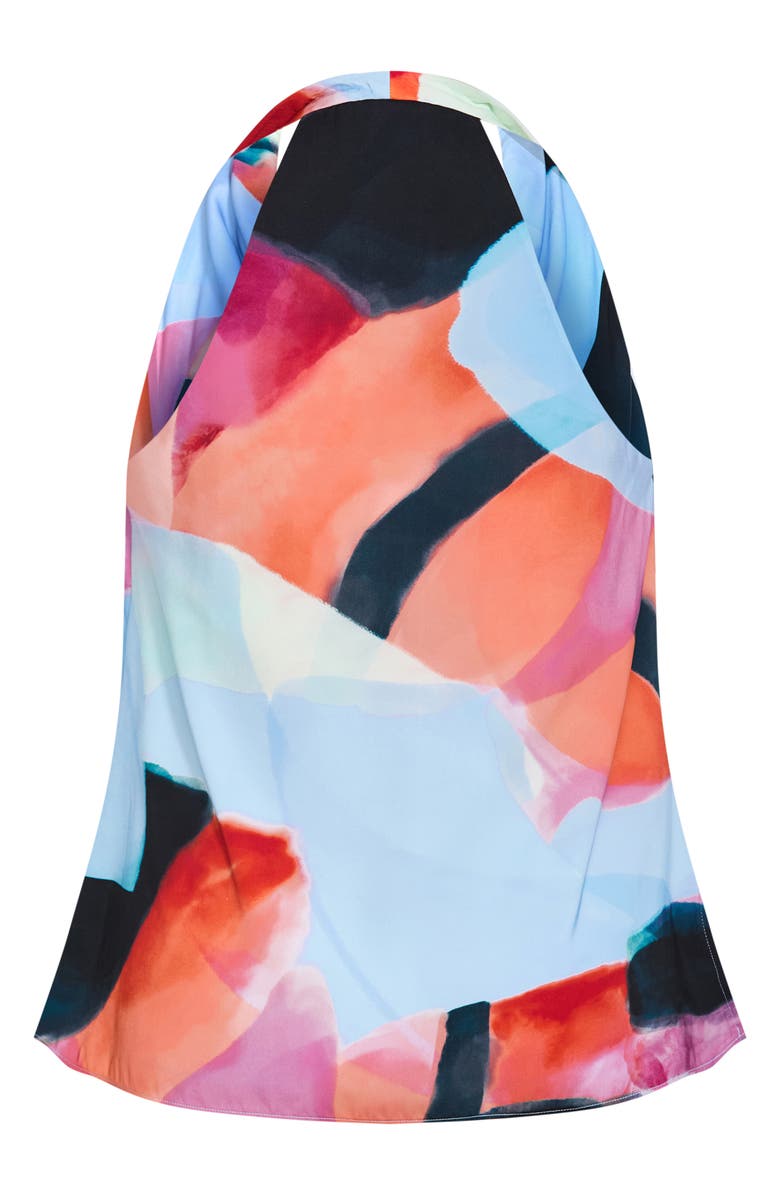 City Chic Chloe Abstract Print Cowl Neck Sleeveless Top, Alternate, color, Aspect