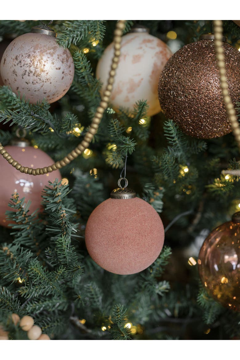 3" Flocked Vintage Rose Glass Ornament, Alternate, color, Rose
