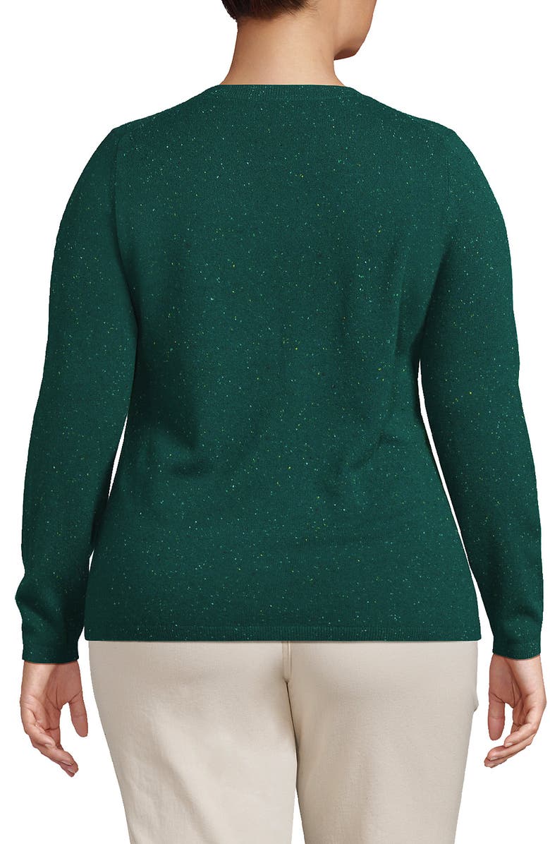 Lands' End Plus Size Cashmere Sweater, Alternate, color, Bright Evergreen Donegal