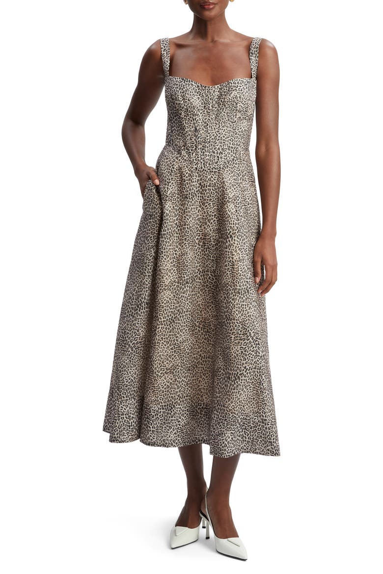 Lilah Leopard Print Midi Dress, Main, color, B LEOPARD