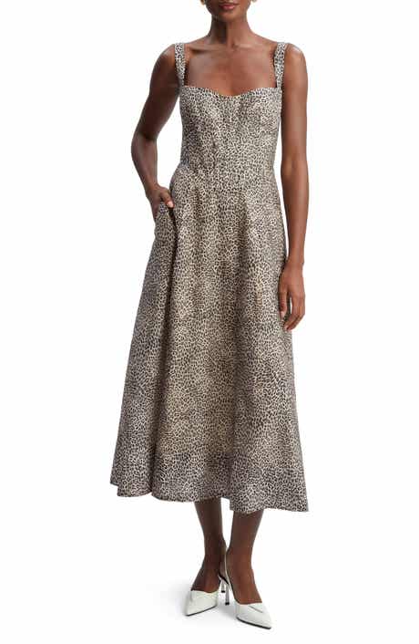 Lilah Leopard Print Midi Dress