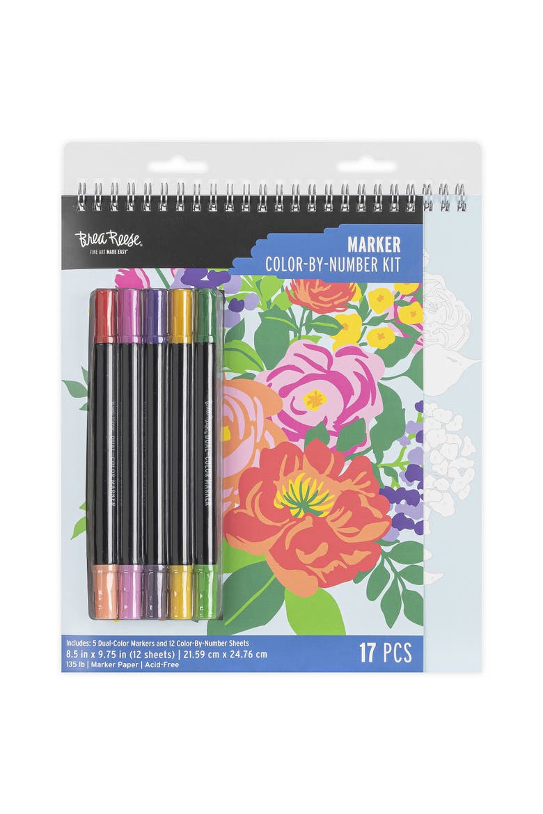 Marker Color by Number Kit  Fruit and Floral, Main, color, Multicolored