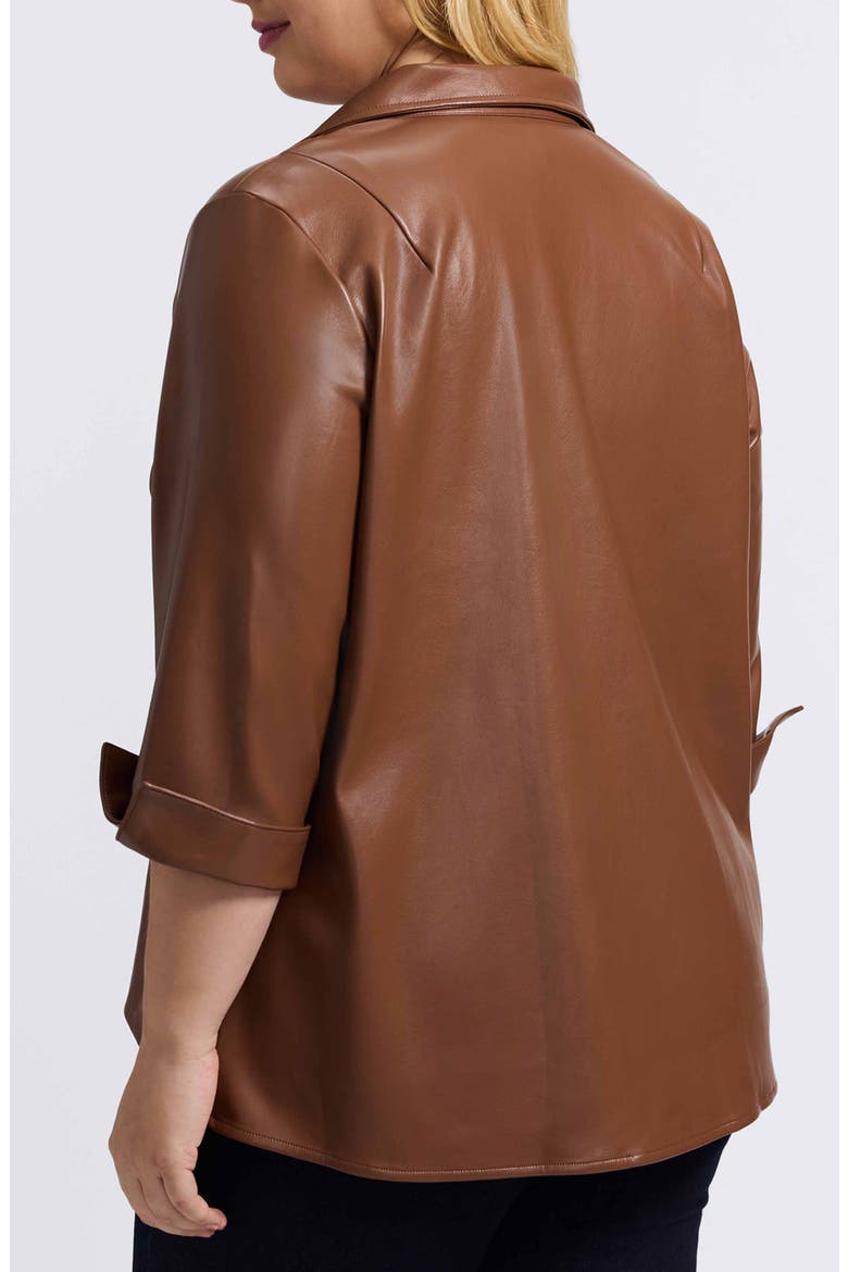 Agnes Faux Leather Long Sleeve Popover Top, Alternate, color, MACCHIATO