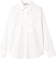 AllSaints Sparrow Embrodiered Logo Appliqué Linen & Cotton Button-Up Shirt
