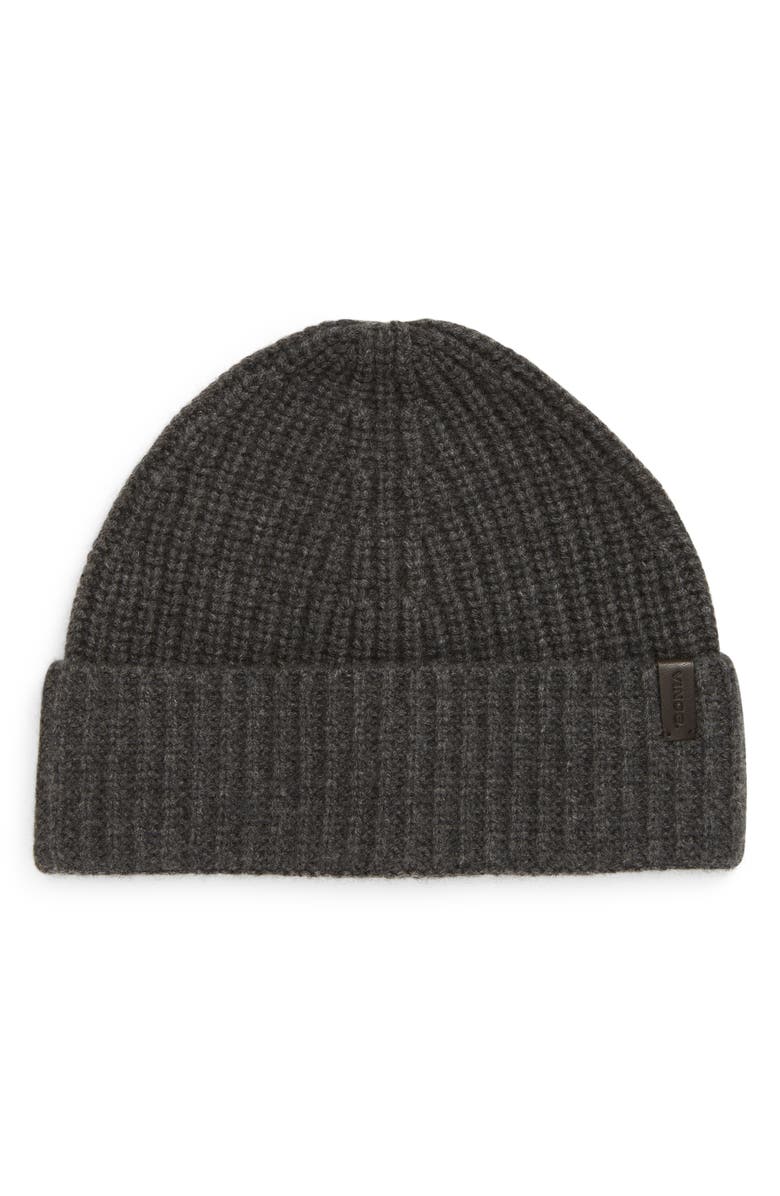 Vince Knit Merino Wool & Cashmere Beanie Hat, Main, color, Charcoal