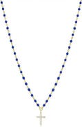 The Lovery Fine Jewelry Dark Blue Enamel Bead Cross Necklace
