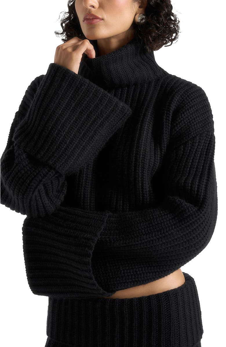 Manière De Voir Amaya Roll Neck Knit Jumper With Cuffs, Alternate, color, Black
