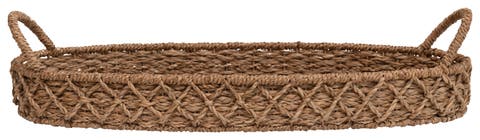 Decorative Oval Woven Seagrass Tray with Handles