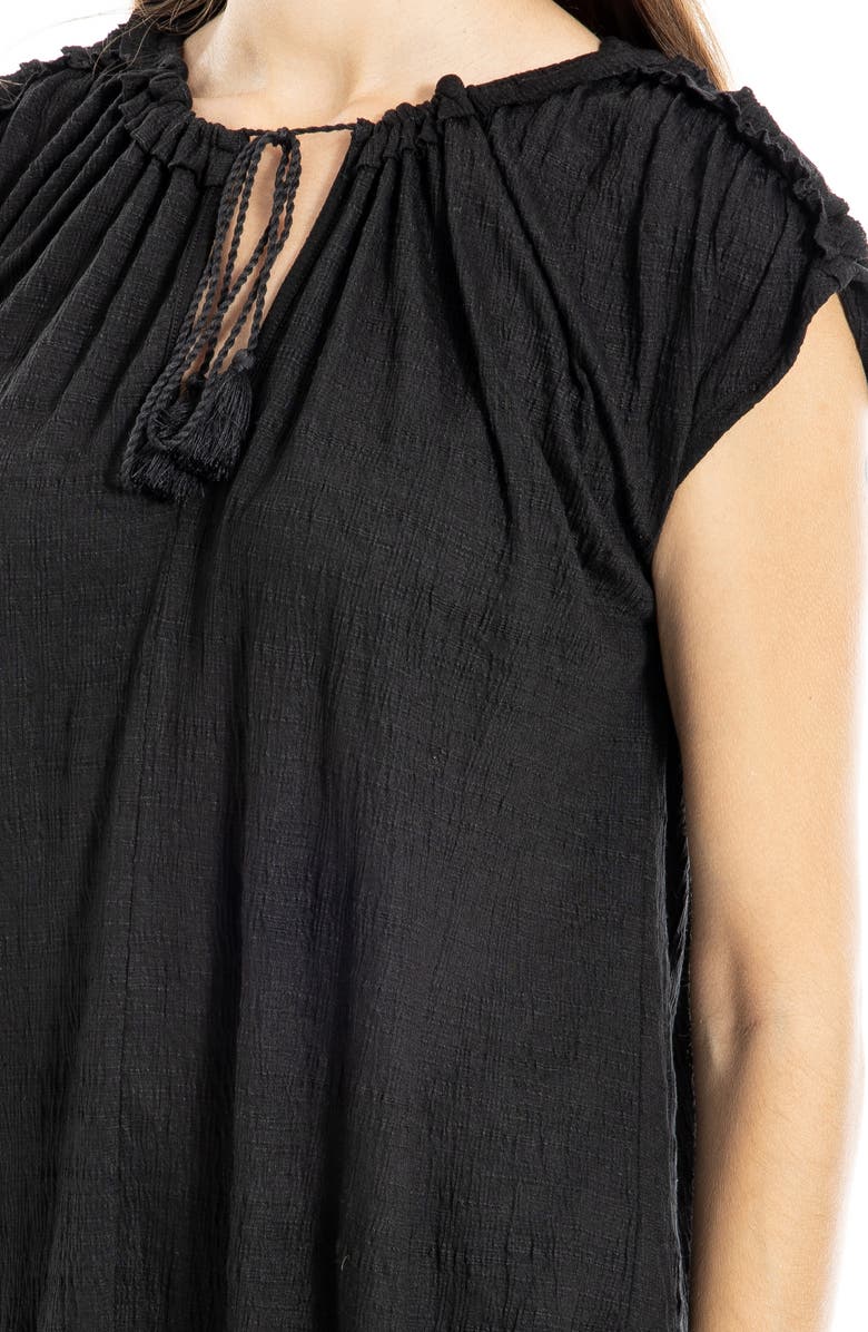 MAX STUDIO Tie Keyhole Cap Sleeve Top, Alternate, color, Black-Black