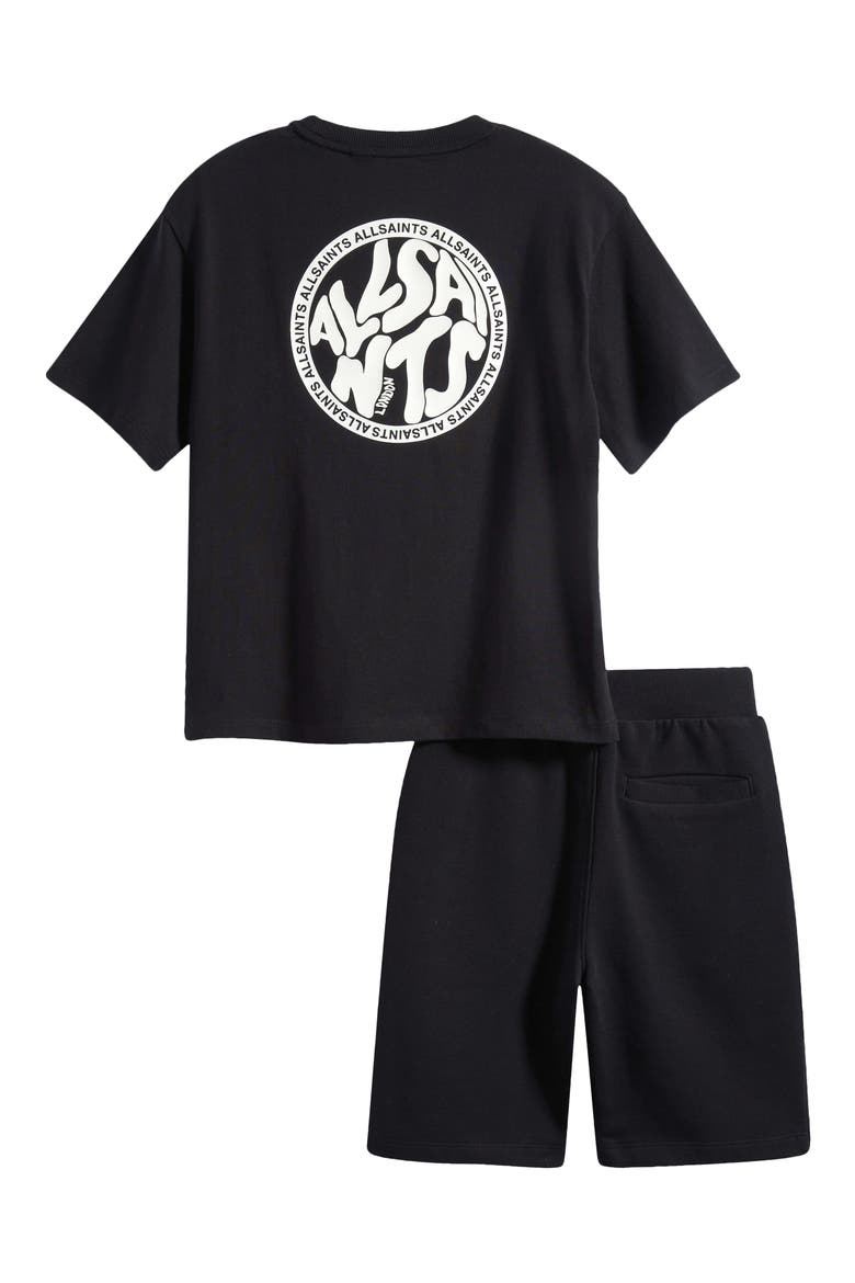 Kids' Distortion Graphic T-Shirt & Shorts Set, Alternate, color, BLACK