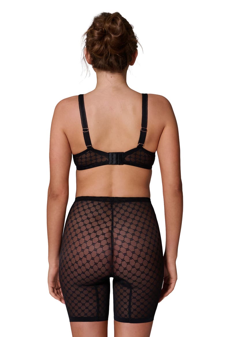 Plume Uplifting Embroidered Shaping Shorts, Alternate, color, BLACK