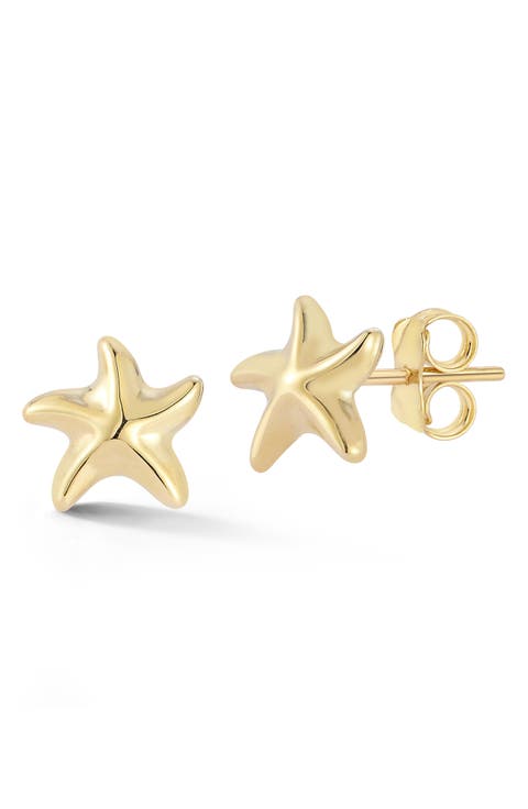 14K Gold Starfish Stud Earrings