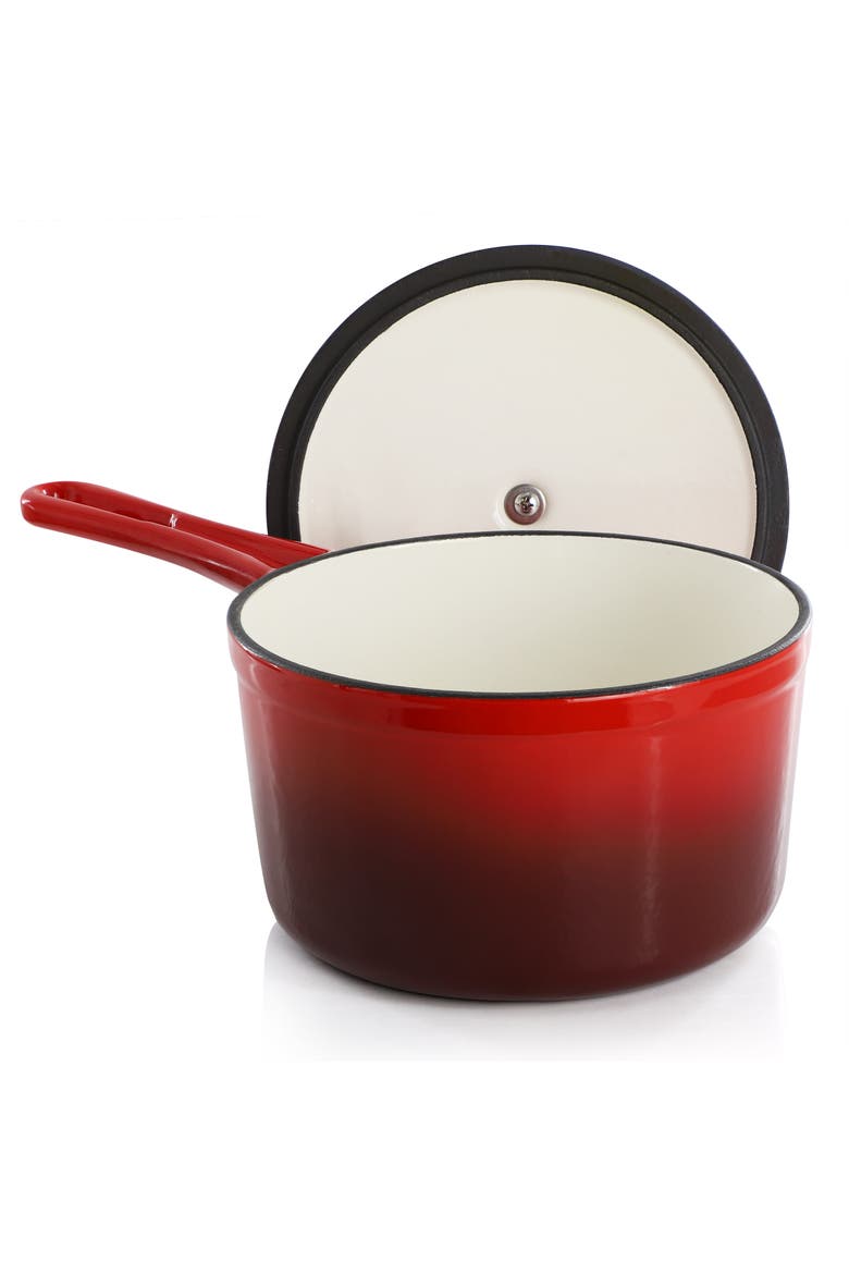 2 Quart Enameled Cast Iron Sauce Pan, Alternate, color, Red