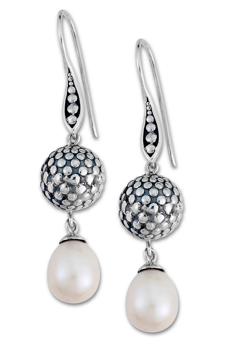 SAMUEL B. Sterling Silver Freshwater Pearl Drop Earrings, Main, color,