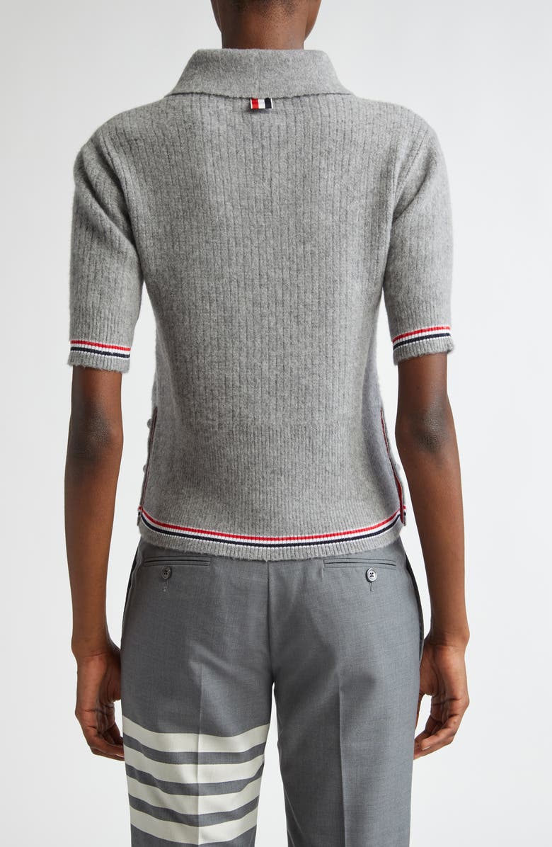 Thom Browne Tricolor Trim Wool Blend Polo Sweater, Alternate, color, 