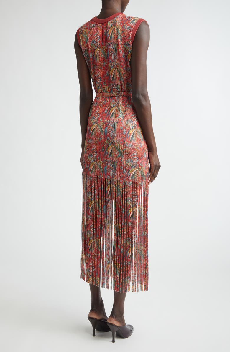 Etro Print Fringe Sweater Dress, Alternate, color, Print On Red Base