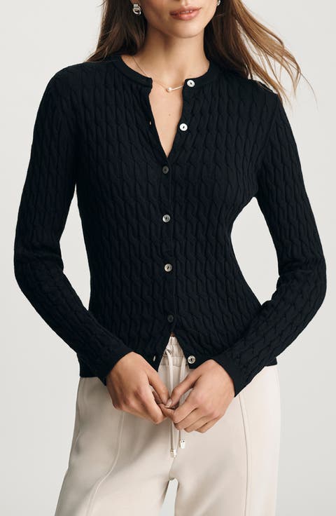 Cable Stitch Cotton & Cashmere Cardigan