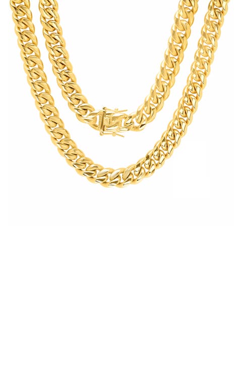 Men's 18K Gold Plate Curb Chain Necklace