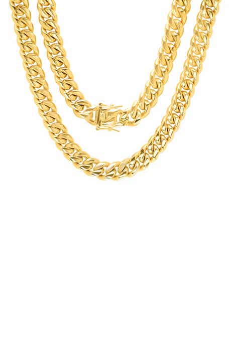 HMY JEWELRY Men's 18K Gold Plate Curb Chain Necklace