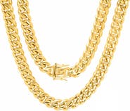 HMY JEWELRY Men's 18K Gold Plate Curb Chain Necklace