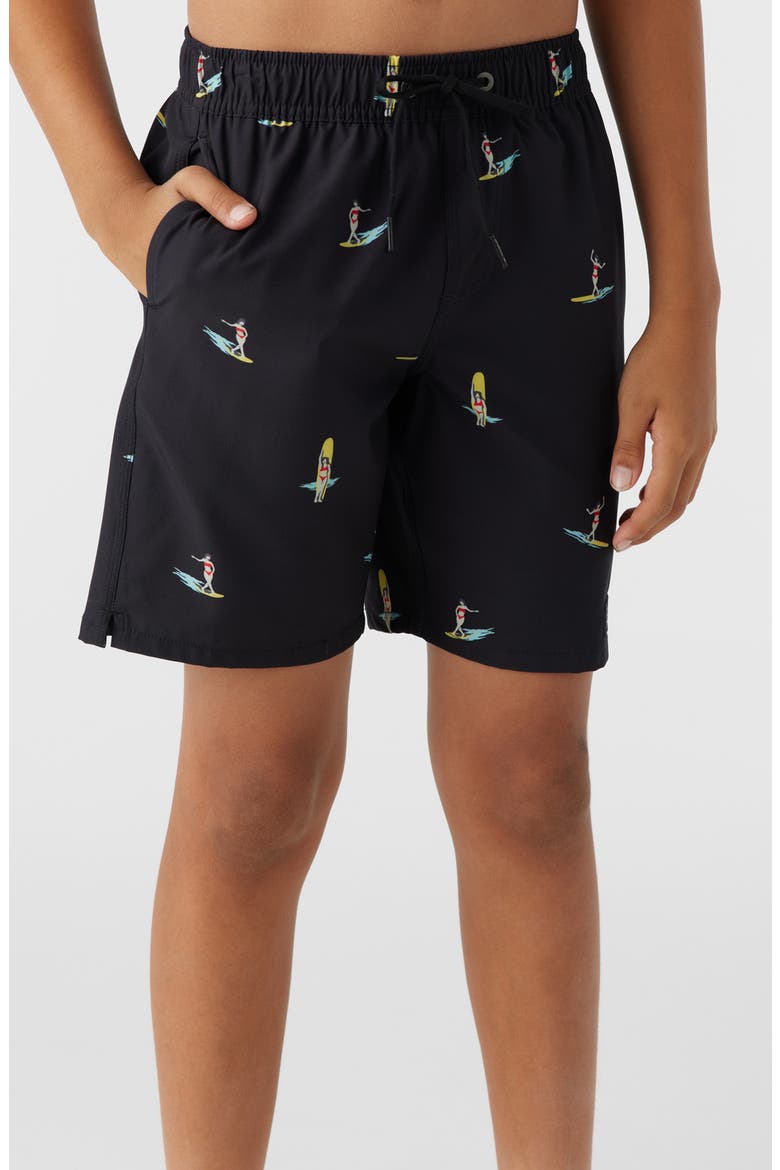 Hermosa Swim Trunks, Alternate, color, BLACK/ SURFBOARD