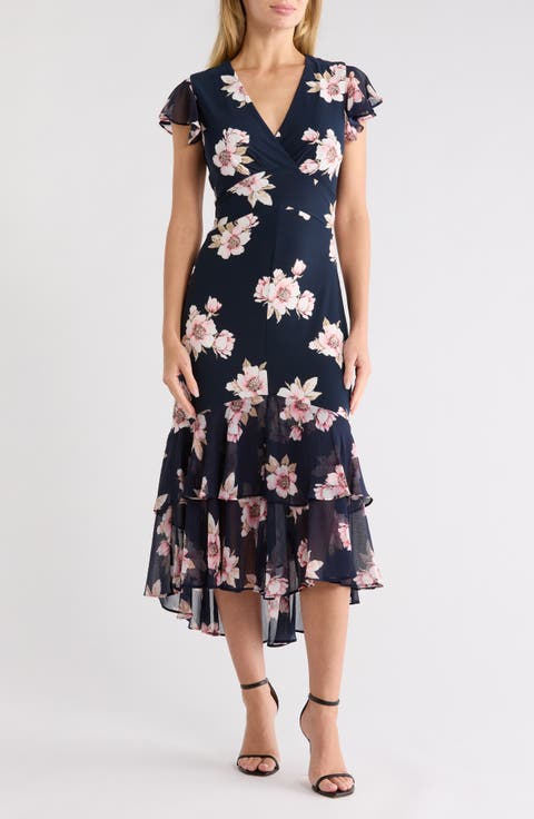 Mixed Media High-Low Dress