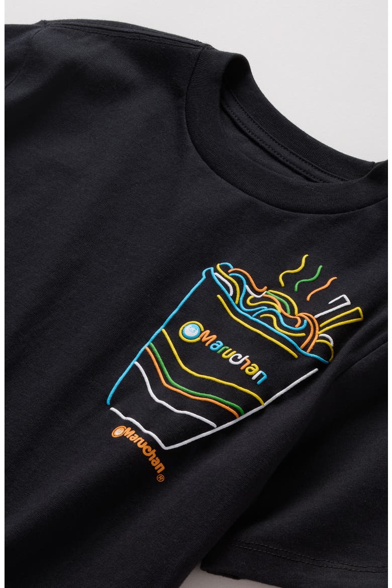 Kids' Loose Fit Cotton Graphic T-Shirt, Alternate, color, BLACK NEON RAMEN