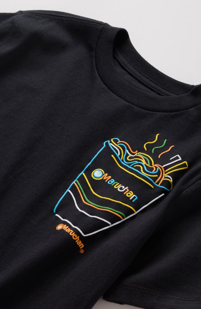 Treasure & Bond Kids' Loose Fit Cotton Graphic T-Shirt, Alternate, color, Black Neon Ramen