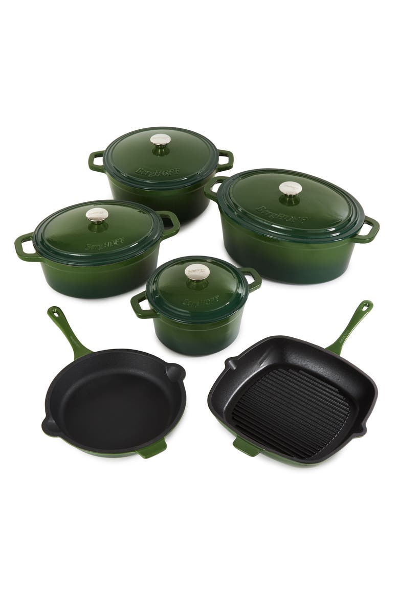 Neo Cast Iron 10-Piece Cookware Set, Main, color, GREEN