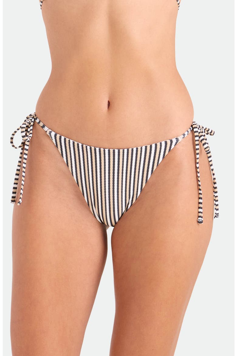 Hibiscus Diamond Side Tie Bikini Bottoms, Alternate, color, BLACK ECRU